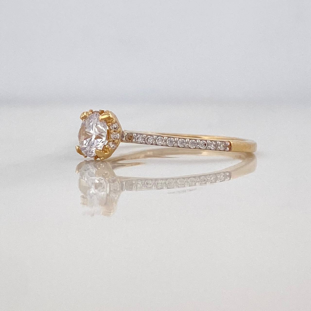 Anillo Solitario Churumbela 1.9g / T6 1/4 Dos Oros Amarillo Blanco 18K