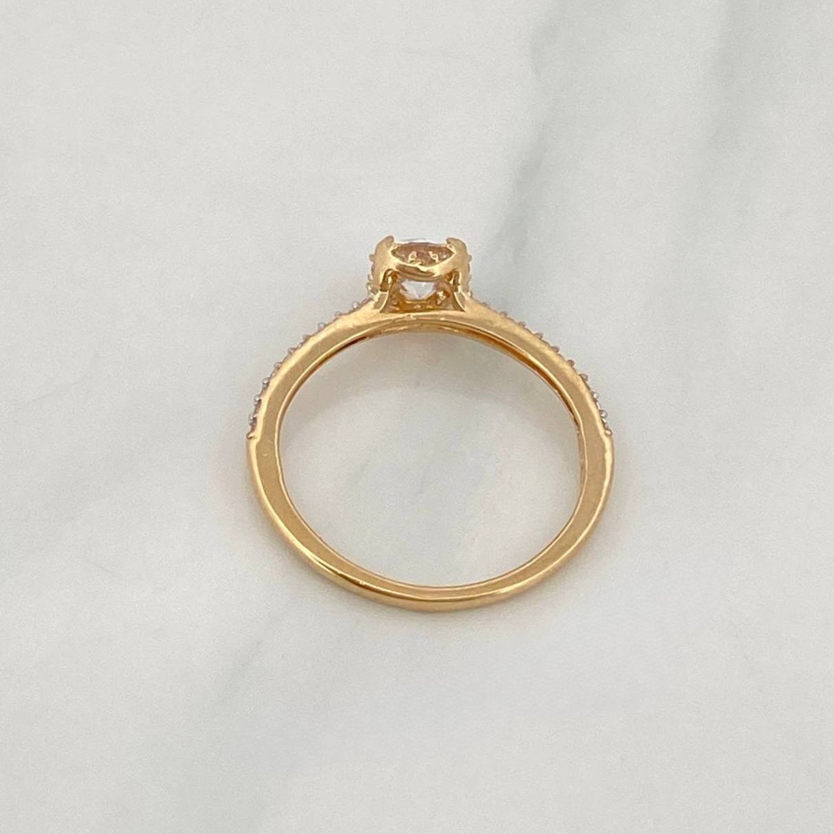 Anillo Solitario Churumbela 1.9g / T6 1/4 Dos Oros Amarillo Blanco 18K