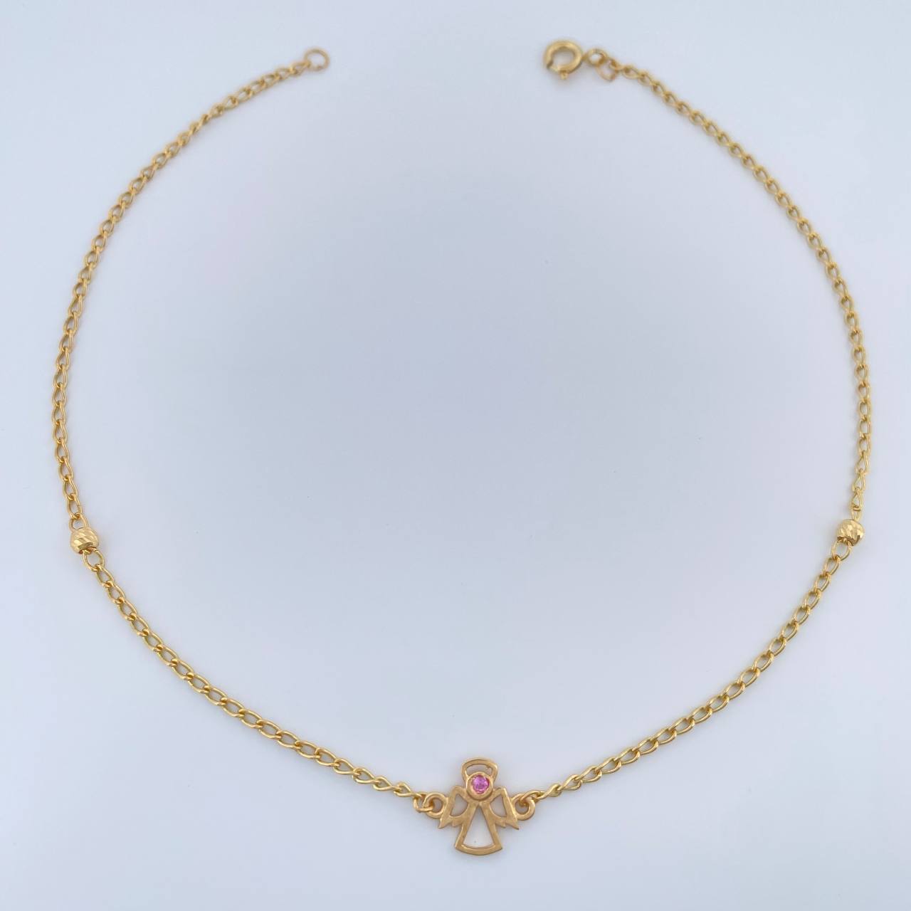 Tobillera Espiga Angel 2.25gr / 25.6cm / 3mm Oro Amarillo 18K %