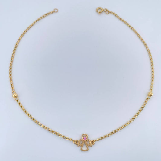 Tobillera Espiga Angel 2.25gr / 25.6cm / 3mm Oro Amarillo 18K %
