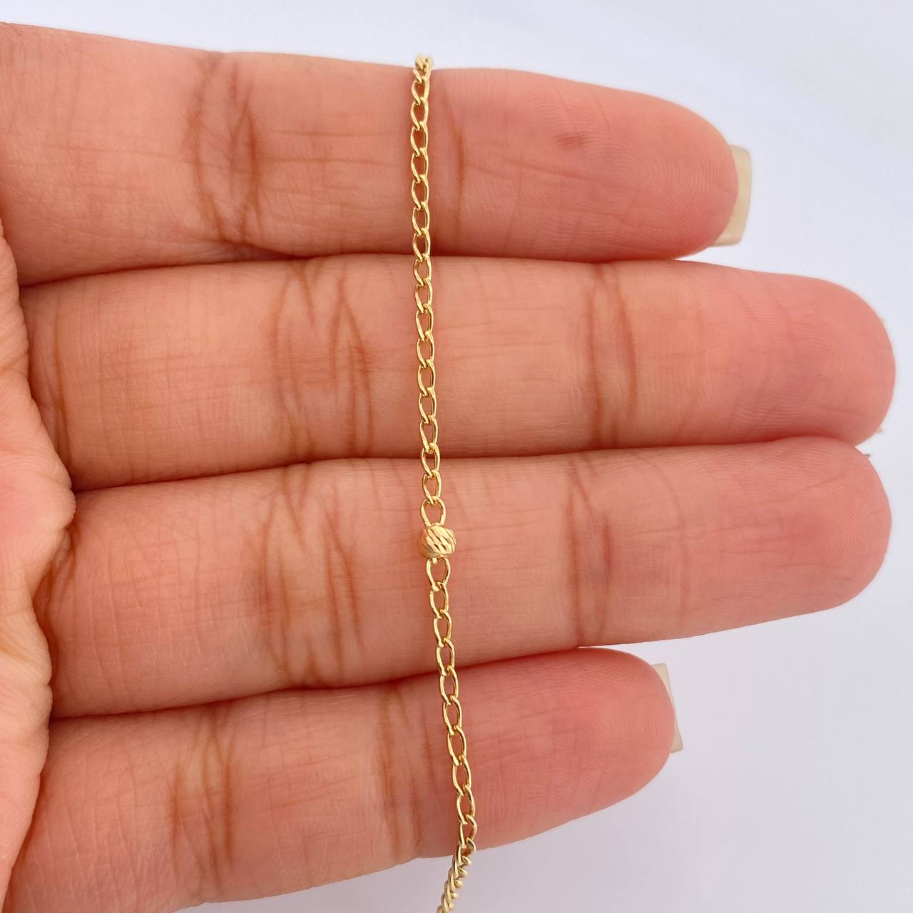 Tobillera Espiga Angel 2.25gr / 25.6cm / 3mm Oro Amarillo 18K %