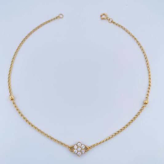 Tobillera Espiga Flor 2.25gr / 25cm / 3mm Oro Amarillo 18K %