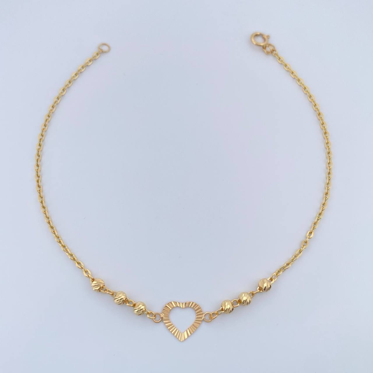 Pulso Silueta Corazón Diamantado 1.5gr / 19.2cm / 3mm Oro Amarillo 18K %