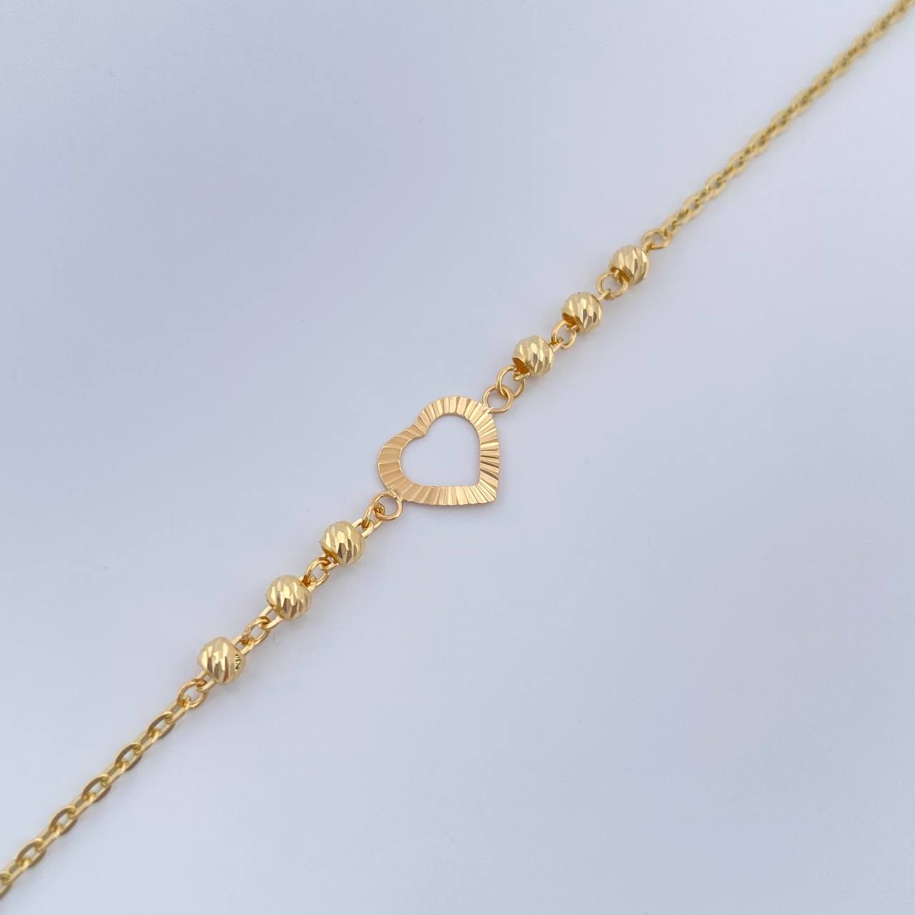Pulso Silueta Corazón Diamantado 1.6gr / 19cm / 3mm Oro Amarillo 18K %