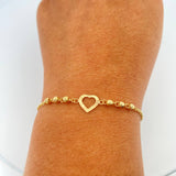 Pulso Silueta Corazón Diamantado 1.5gr / 19.2cm / 3mm Oro Amarillo 18K %