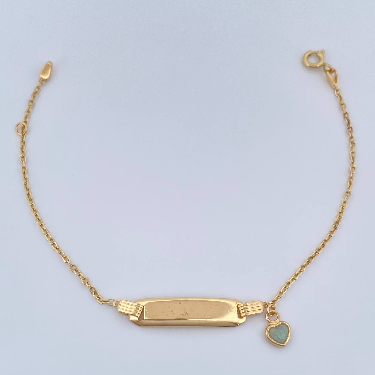 Pulso Bebé Placa Aro Seguido Corazón 1.65gr / 14.7cm-16.3cm / 1.32mm Oro Amarillo 18K %