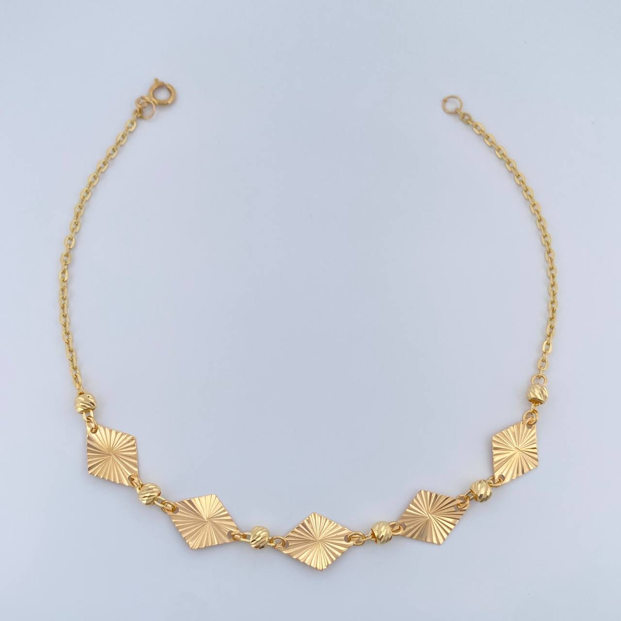 Pulso Rombos Diamantados 2gr / 19.1cm / 3mm Oro Amarillo 18K %