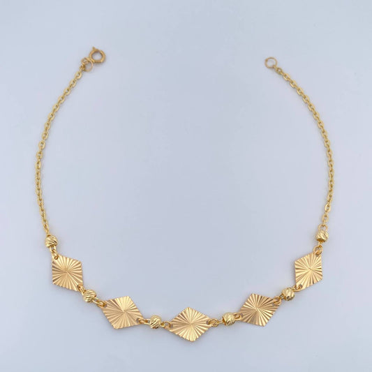 Pulso Rombos Diamantados 2gr / 19.1cm / 3mm Oro Amarillo 18K %