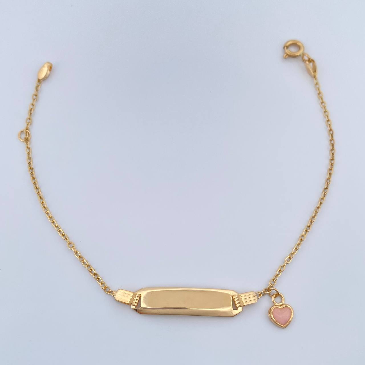 Pulso Bebé Placa Aro Seguido Corazón 1.7gr / 14.6cm-16.2cm / 1.37mm Oro Amarillo 18K %