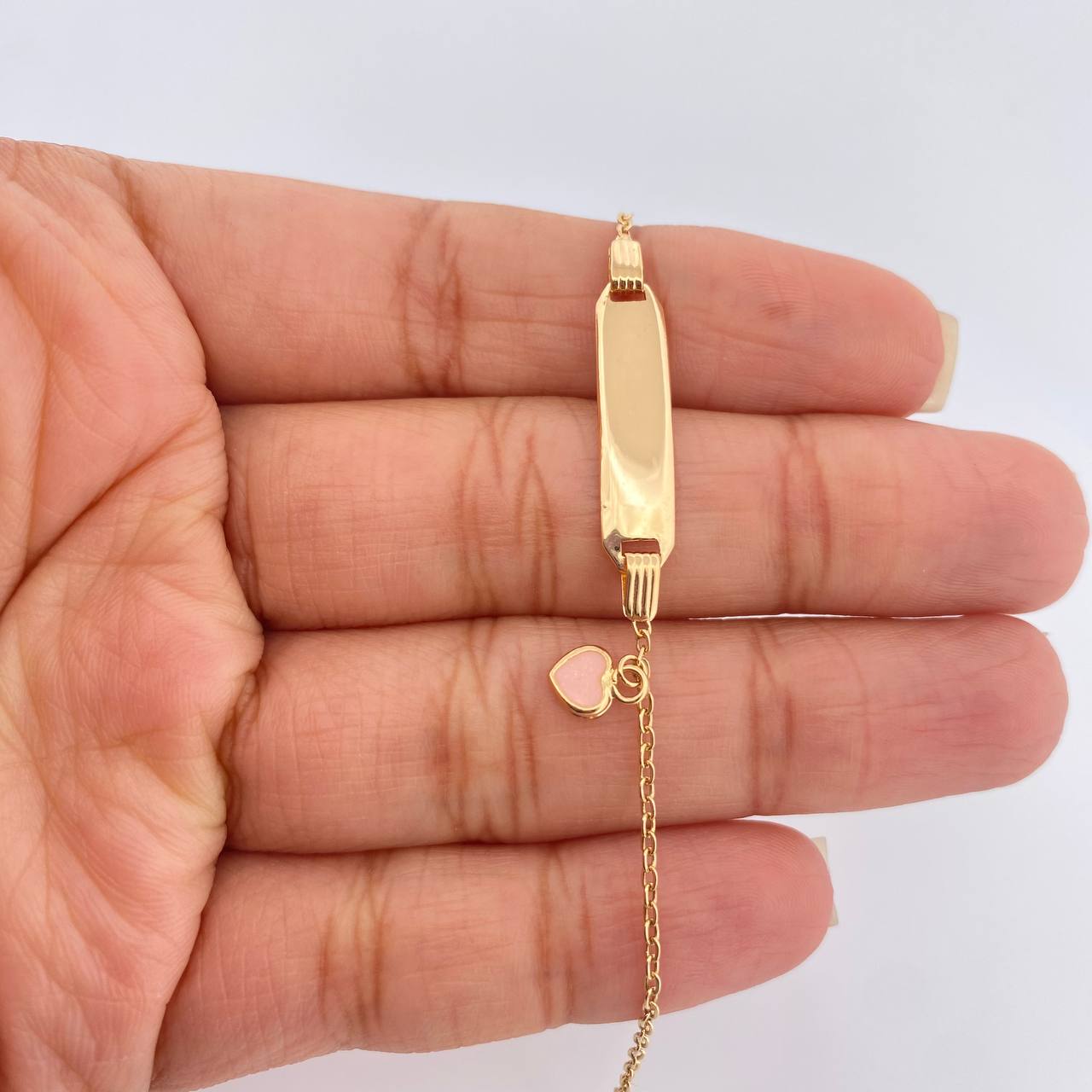 Pulso Bebé Placa Aro Seguido Corazón 1.7gr / 14.6cm-16.2cm / 1.37mm Oro Amarillo 18K %