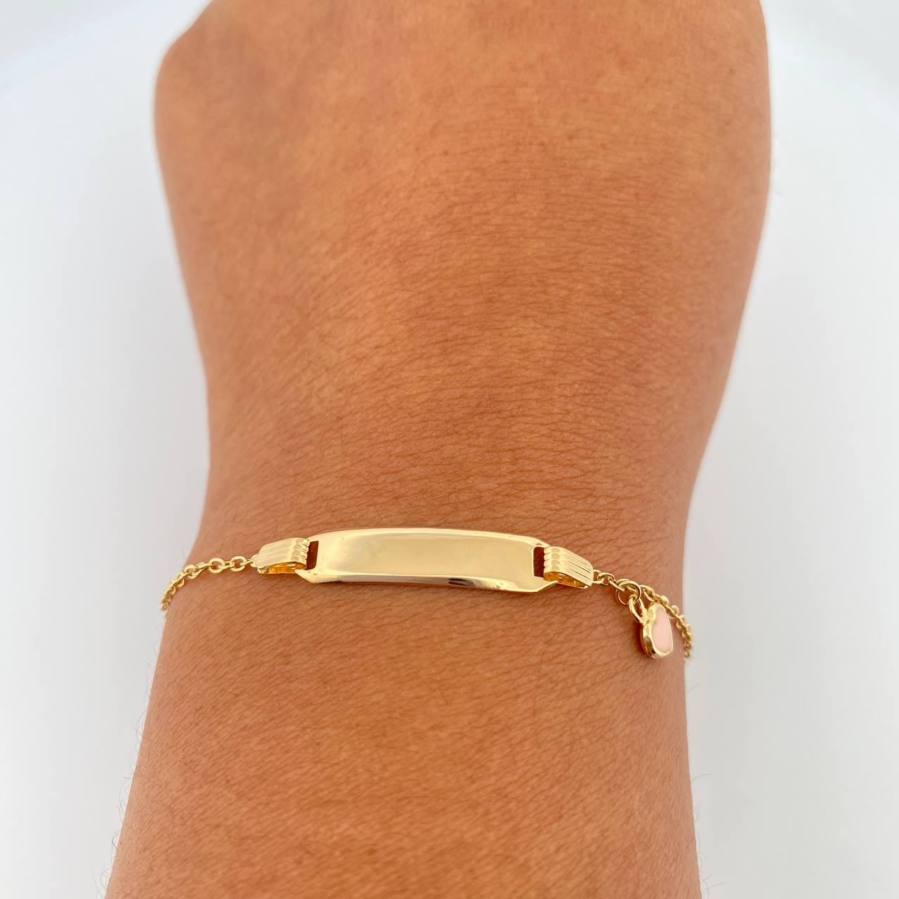 Pulso Bebé Placa Aro Seguido Corazón 1.7gr / 14.6cm-16.2cm / 1.37mm Oro Amarillo 18K %