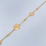 Pulso Flores Diamantadas 1.85gr / 19.2cm / 3mm Oro Amarillo 18K %