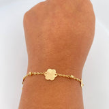 Pulso Flores Diamantadas 1.8gr / 19cm / 3mm Oro Amarillo 18K %