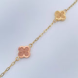 Pulso Trebol Cajon 2.9gr / 18.5cm / 1.74mm Tres Oros 18K %