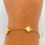 Pulso Trebol Cajon 3.15gr / 19.1cm / 1.55mm Oro Amarillo 18K %