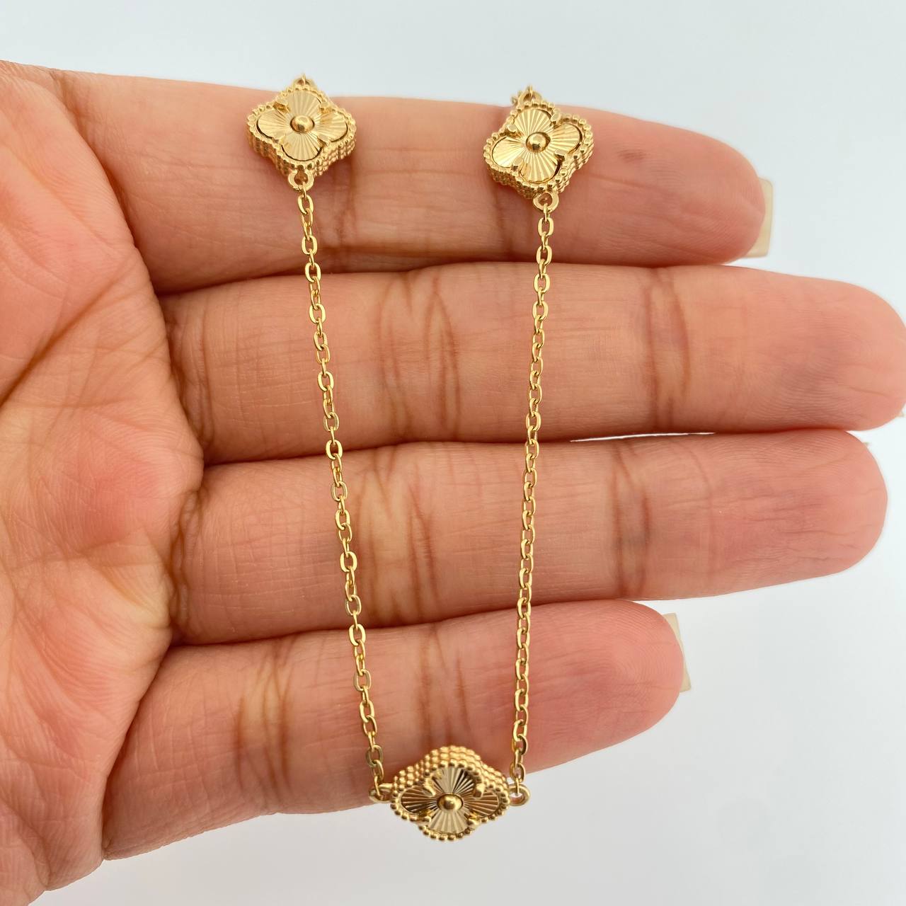 Cadena Trebol Aro Seguido 8.2gr / 45cm-51.2cm / 1.42mm Oro Amarillo 18K %