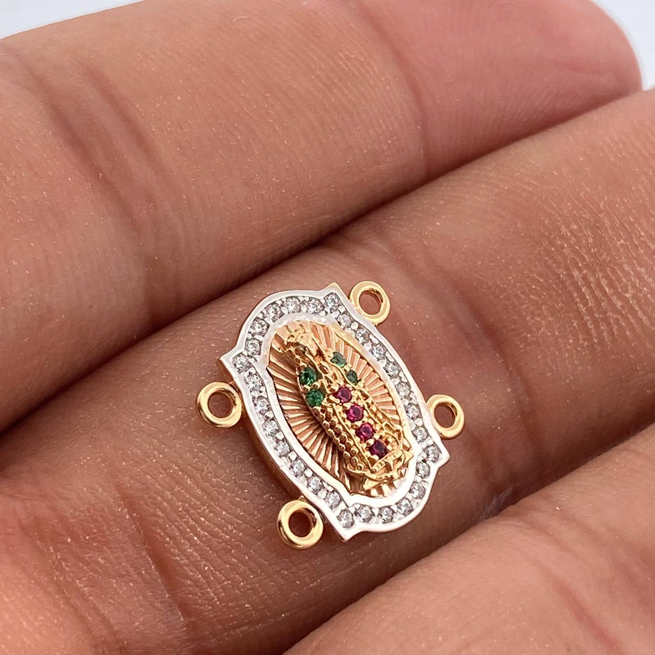 Herraje Virgen De Guadalupe 2.2gr / 1.5cm / Dos Oros Blanco Rosa 18K %