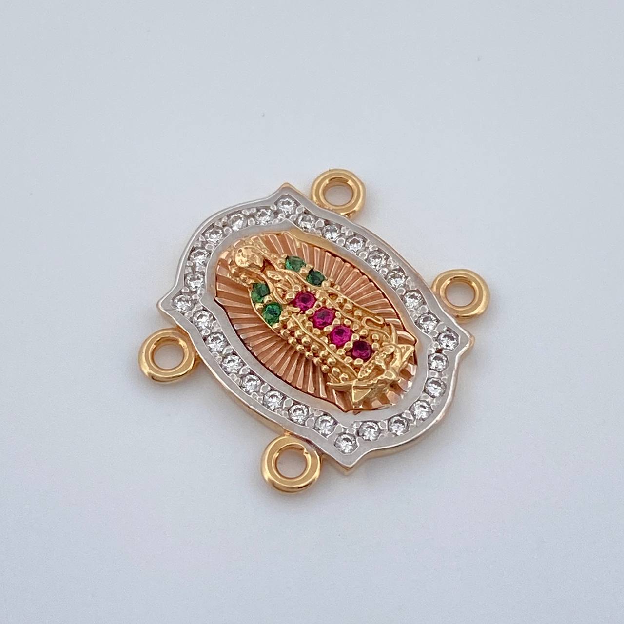 Herraje Virgen De Guadalupe 2.2gr / 1.5cm / Dos Oros Blanco Rosa 18K %