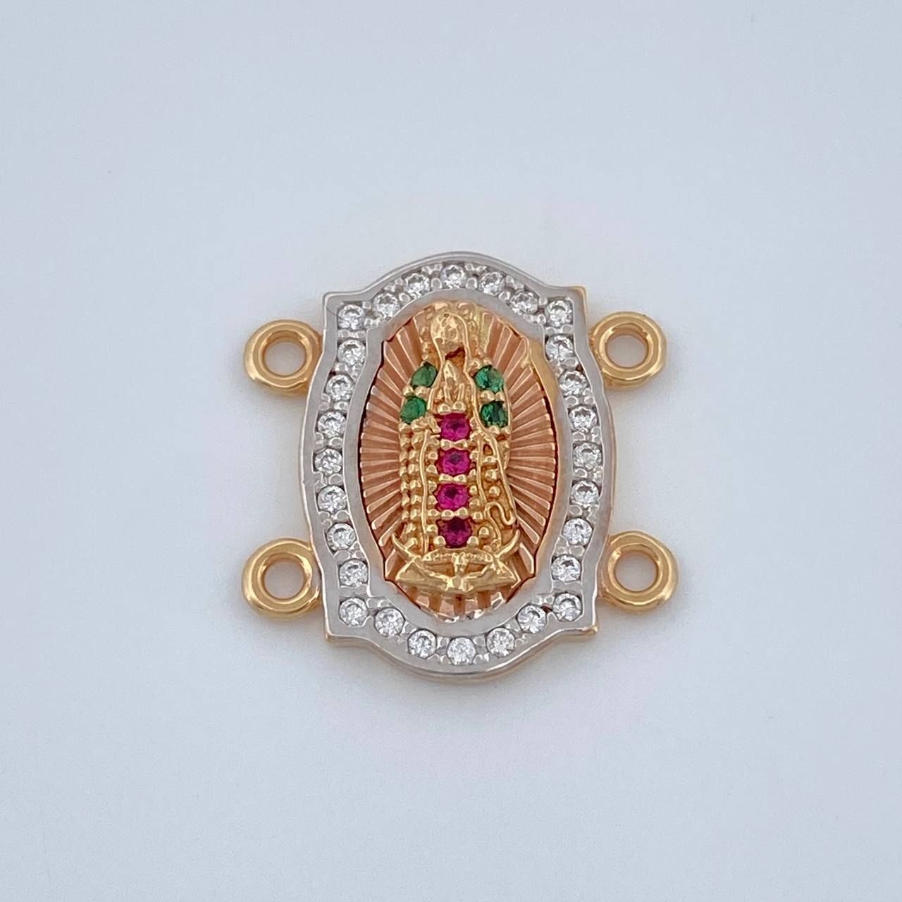 Herraje Virgen De Guadalupe 2.2gr / 1.5cm / Dos Oros Blanco Rosa 18K %
