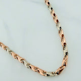 Cadena Rustica Espiga 10.85gr / 53cm / 4.9mm Dos Oros Blanco Rosa 18K $