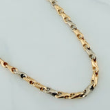 Cadena Rustica Espiga 9.95gr / 48cm / 4.7mm Dos Oros Amarillo Blanco 18K $