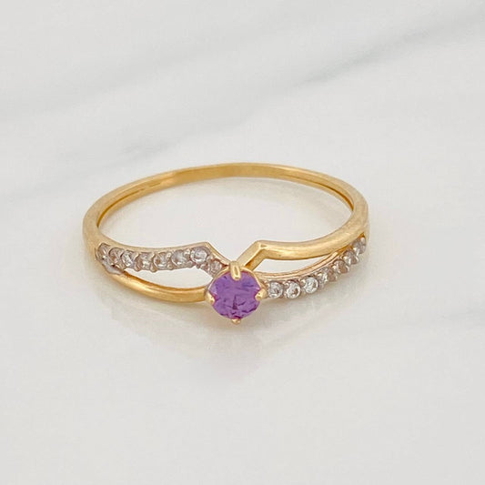 Anillo Curvas 1.2g / T6 1/4 Dos Oros Amarillo Blanco 18K