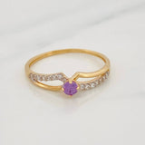 Anillo Curvas 1.2g / T6 1/4 Dos Oros Amarillo Blanco 18K