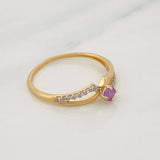 Anillo Curvas 1.2g / T6 1/4 Dos Oros Amarillo Blanco 18K