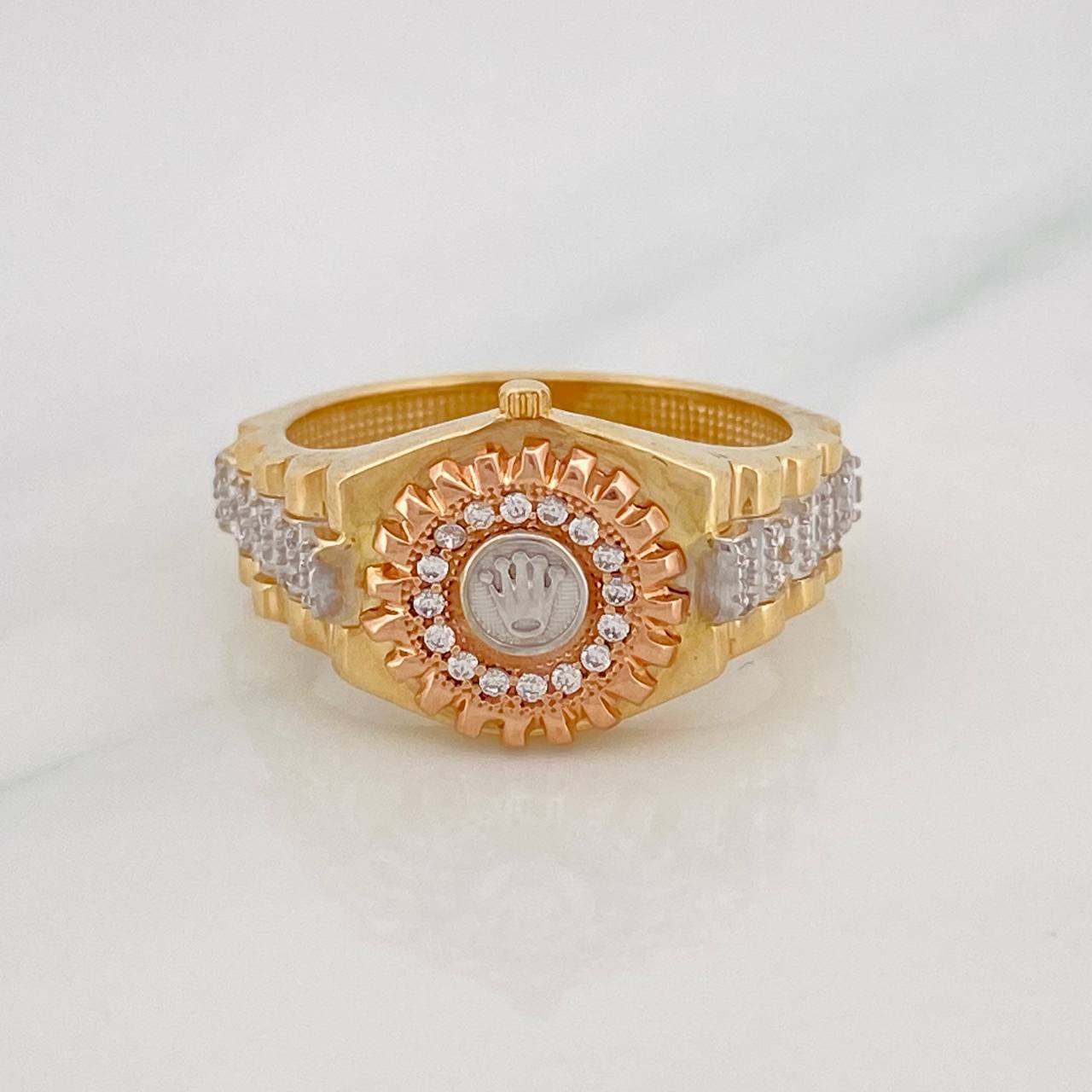 Anillo Correa Corona 4.35g / T6 3/4 Tres Oros 18K