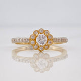 Anillo Flor Tupida 2g / T6 1/2 Dos Oros Amarillo Blanco 18K