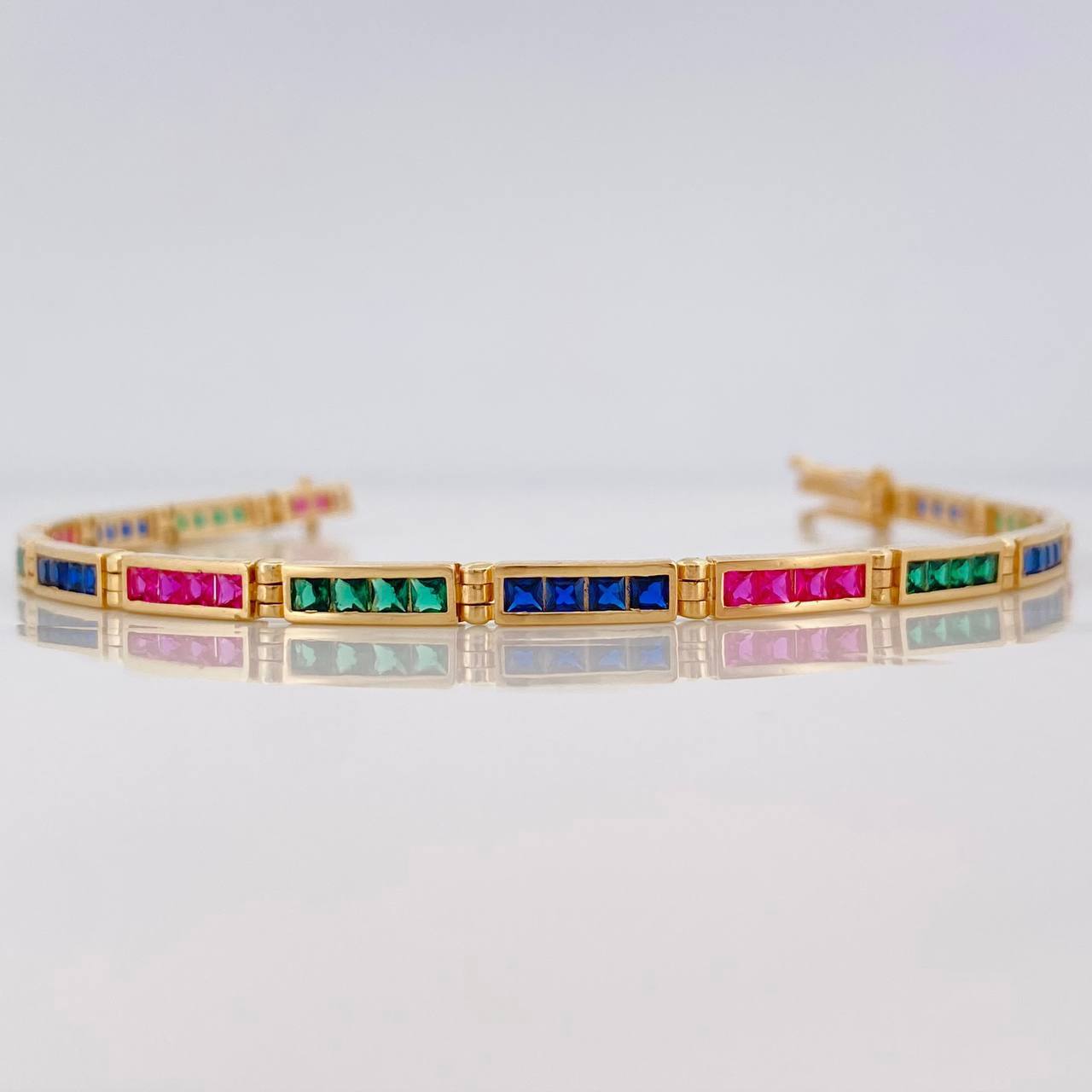 Pulso Tenis Rectangular 10g / 18.4cm / 3.3mm Oro Amarillo 18K