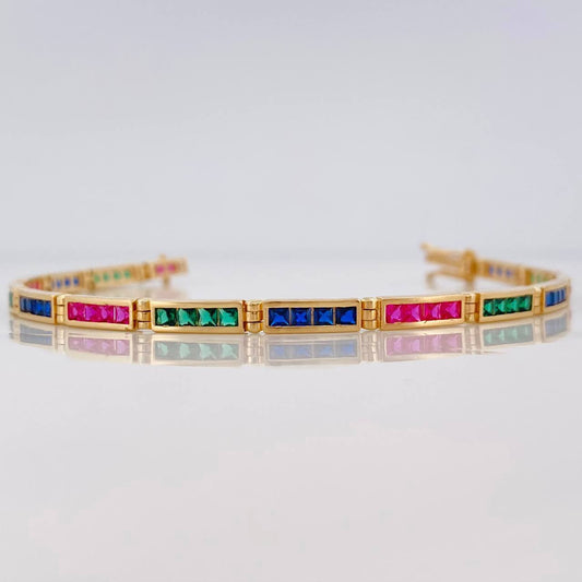 Pulso Tenis Rectangular 10g / 18.4cm / 3.3mm Oro Amarillo 18K