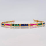 Pulso Tenis Rectangular 10g / 18.4cm / 3.3mm Oro Amarillo 18K
