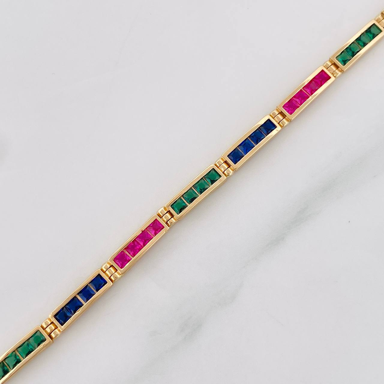 Pulso Tenis Rectangular 10g / 18.4cm / 3.3mm Oro Amarillo 18K