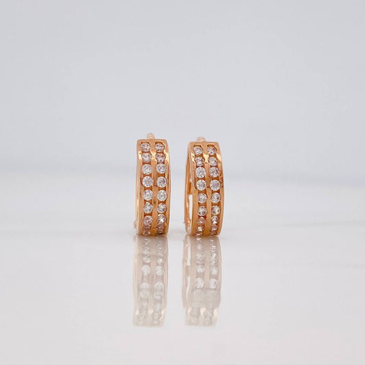 Candongas Doble Carril 2.45g / 1.1cm Oro Rosa 18K