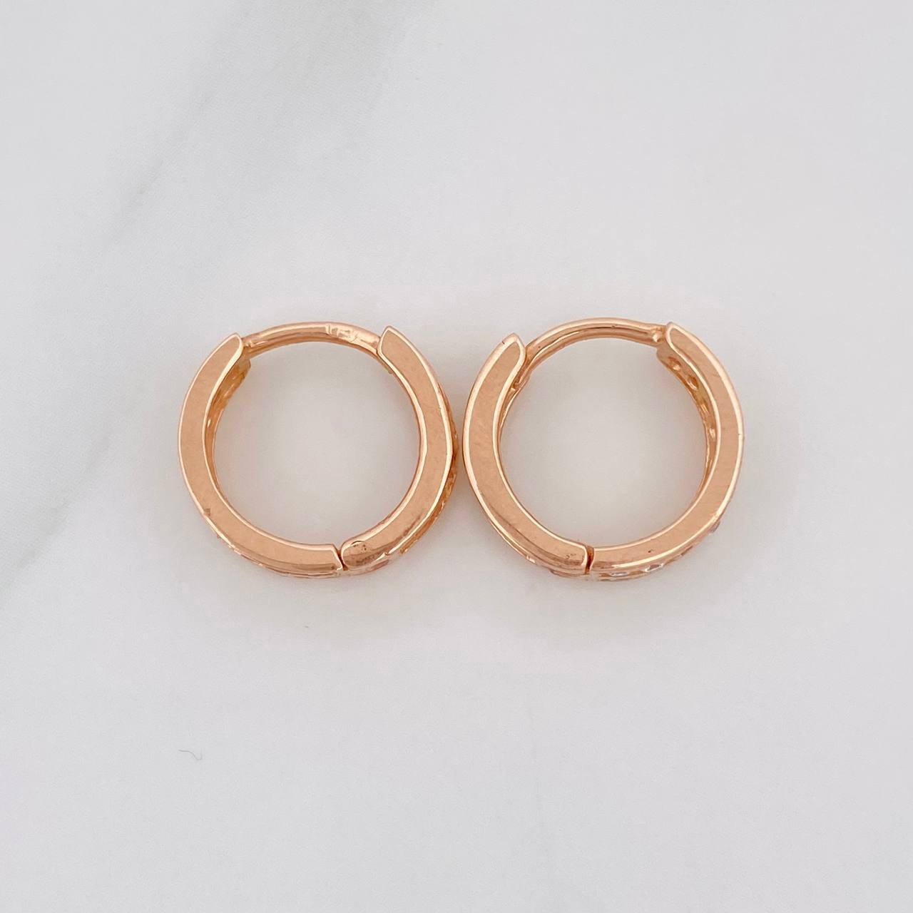 Candongas Doble Carril 2.45g / 1.1cm Oro Rosa 18K