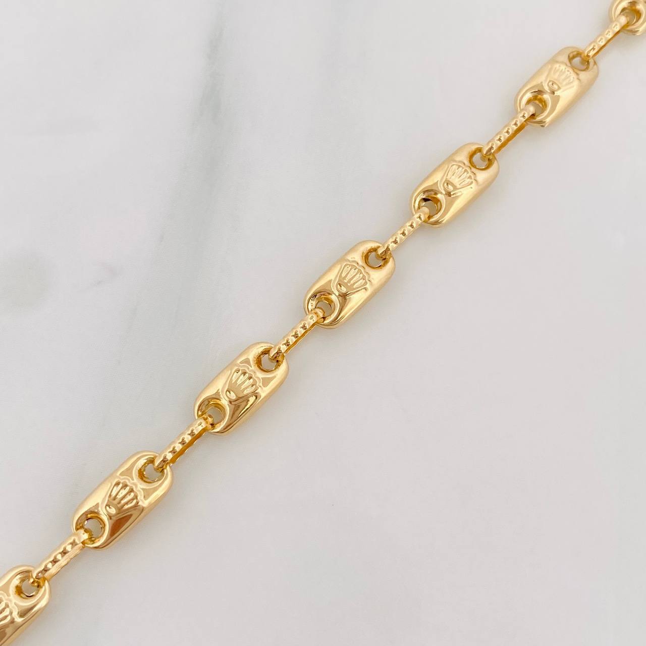 Pulso Rustico Corona 4.55g / 20cm / 4.35mm Oro Amarillo 18K