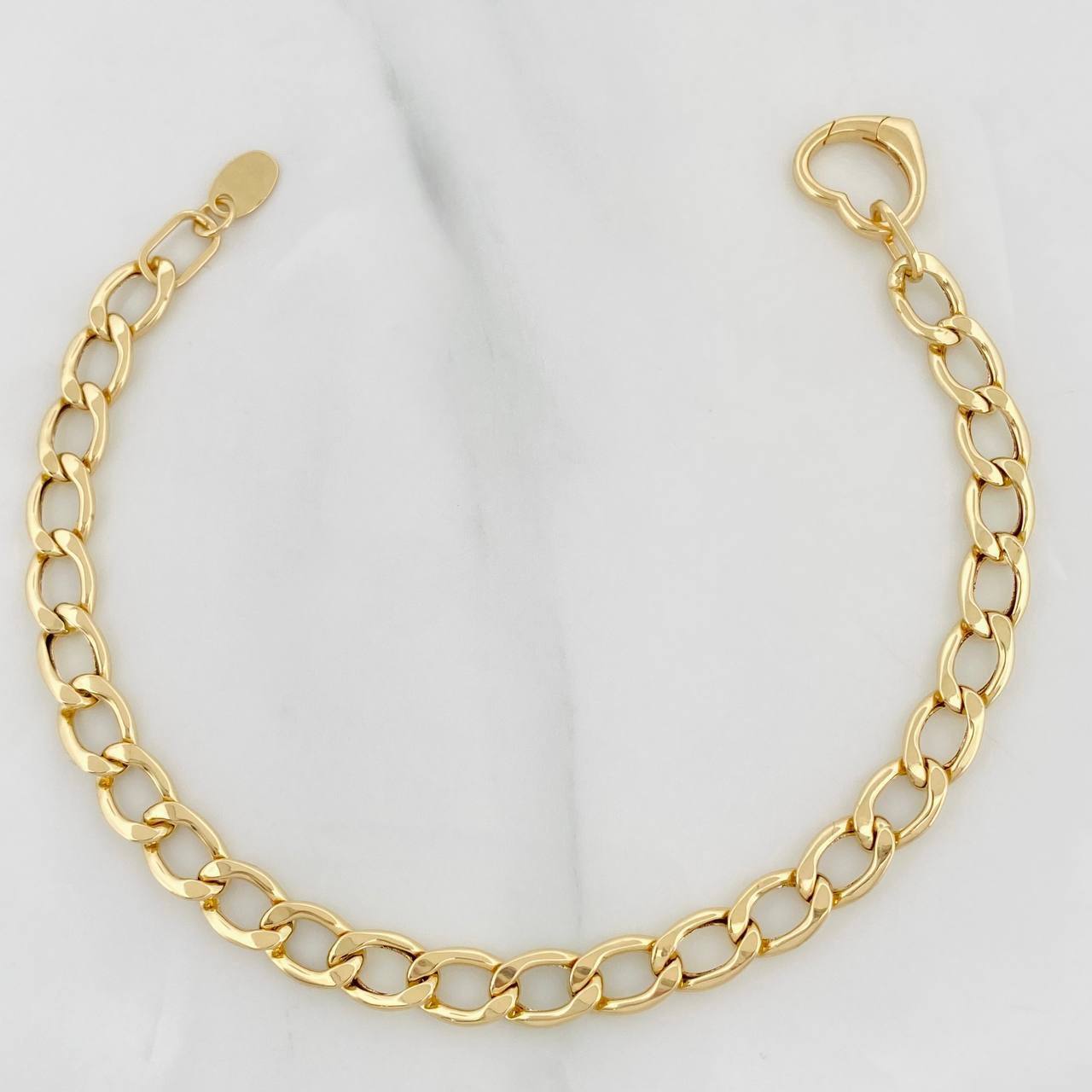 Pulso Cubana Corazon 3.85g / 18.05cm / 5.8mm Oro Amarillo 18K
