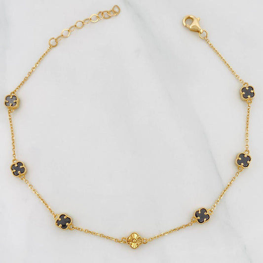 Pulso Aro Seguido Trebol 3.2g / 21.05cm / 1.05mm Oro Amarillo 18K