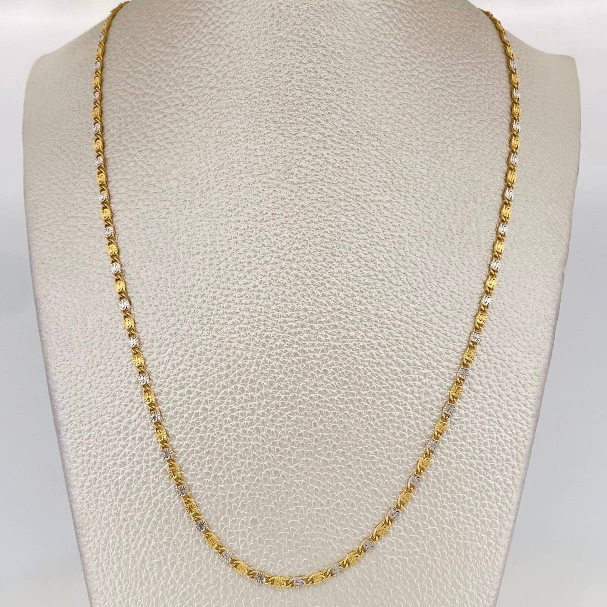 Cadena Escalera Plana 4.1g / 60cm / 2.38mm Dos Oros Amarillo Blanco 18K