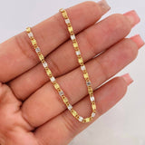 Cadena Escalera Plana 4.1g / 60cm / 2.38mm Dos Oros Amarillo Blanco 18K