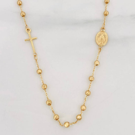 Cadena Denario Virgen Milagrosa 3.1g / 45cm / 0.88mm Oro Amarillo 18K
