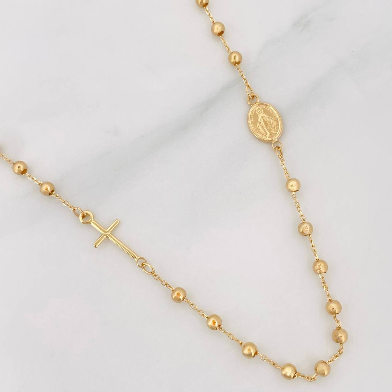 Cadena Denario Virgen Milagrosa 3.1g / 45cm / 0.88mm Oro Amarillo 18K