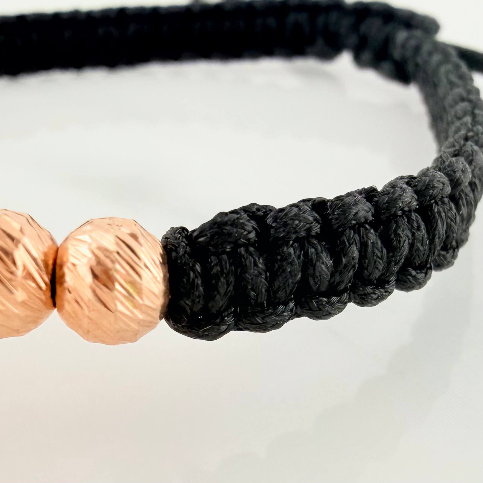 Pulsera Tejida Negra San Miguel Arcangel 5Mm 10 Und Oro Rosa 18K