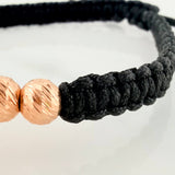 Pulsera Tejida Negra San Miguel Arcangel 5Mm 10 Und Oro Rosa 18K