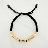 Pulsera Tejida Negra Virgen De Guadalupe 4Mm 32 Und Tres Oros 18K