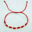 Pulsera Tejida Roja 7 Nudos 6 Bolas Diamantados Oro Amarillo 18K