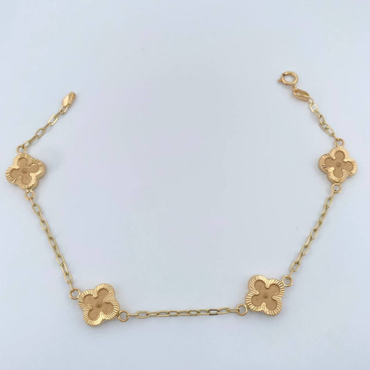 Pulso Trebol Cajon 3.15gr / 18.6cm / 1.8mm Oro Amarillo 18K %