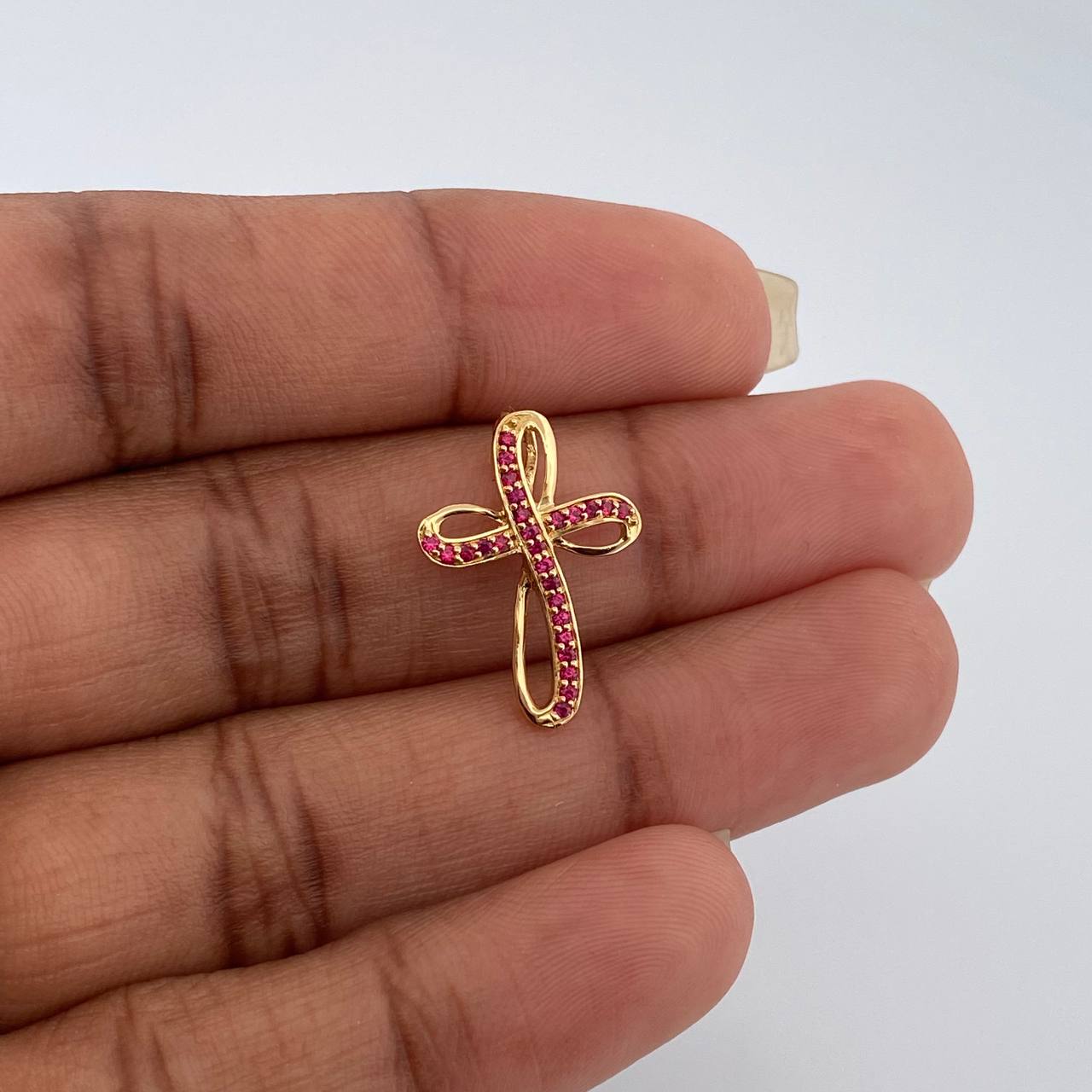 Dije Cruz Liston Rubys 1gr / 2cm / Oro Amarillo 18K %