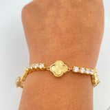 Pulso Tennis Trebol 19.25gr / 19.9cm / 3.7mm Oro Amarillo Nac.Esp. 18K %